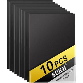 Magnetic Adhesive Sheets - Sukh Self-Adhesive Magnetic Paper, Magnet Sheet, Magnet Sticker Sheet, Cuttable Magnetic Sheets, Classroom Must Have Flexible Sticky Magnets for Fridge Organisation 10PCS