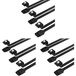 كابل بيانات SABRENT SATA III (6 جيجابت/ثانية) بزاوية قائمة مع مزلاج قفل لمحركات الأقراص الصلبة/SSD/CD وDVD (3 عبوات 20 بوصة) باللون الأسود (CB-SRK3)