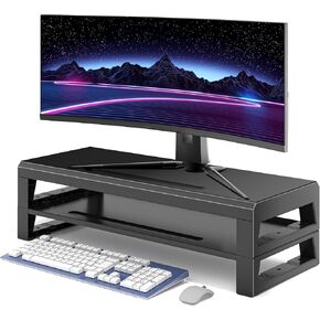 Computer monitor stand Laptop Desk Shelf & Monitor Riser ，21.6 inches,22W charging , 2 USB 3.0 , and 1 USB 2.0， Monitors/PC/Laptop/Computer Space Saver Organizer ，Heavy Duty Gift Gaming Studio Office (USB Hub Fast Charging Version, 550mm)