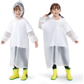 Kids Rain Poncho, 2 Pack Camping Rain Jacket for Boys and Girls, Unisex Waterproof EVA Rain Coat with Hood Family Pack - Disney World Essentials