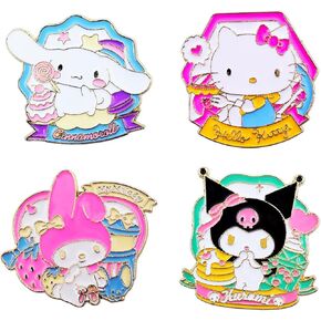 4 Pcs Brooch Pins Charms Cute Enamel Kawaii Cartoon for Lapel Clothing Jacket Hat Beanie Backpack Decoration