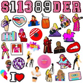 40Pcs Singer Shoe Charms for Girls Women, Pink Friendship Shoe Charms, Inspired Friendship Jewelry Gift for Lover Music Fans