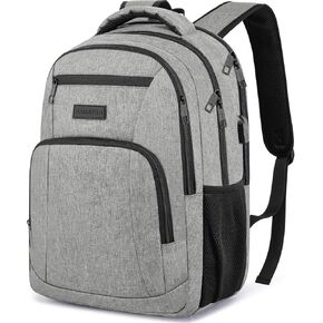 School Backpack for Teens Boys,College Laptop Backpack Schoolbag with USB Port for Students，Computer Bookbag for Men and Women,Gray