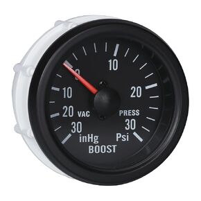 MOTOR METER RACING 2-1/16" 52mm Mechanical Boost/Vacuum Gauge -30 inHg 30 PSI White Dial Amber Light for Car Truck