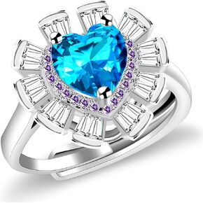 Inlaid Cut Blue Zircon Ring for Women's Wife's Anniversary Birthday and Valentine's Day Gift Ring, Shining Like the Sun, Wearing You with More Temperament