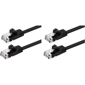 كابل مونوبرايس Cat5e إيثرنت باتش - 5 أقدام - أسود | سلك إنترنت الشبكة - RJ45، مسطح، مجدول، 350 ميجا هرتز، UTP، سلك نحاسي نقي، 30AWG