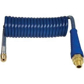 Tectran 16A15BH ARMORFLEX-HD™ ARMORCOIL Brake Assembly for Tractor-Trailer Semi | 12" Pigtail Trailer Lead | 1/2" NPT Fittings | Flexible Grip | Armor Jacketed | Blue (15' Length x 12" Tractor Lead)