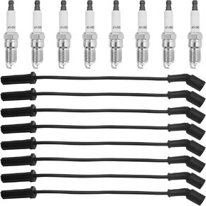 9748HH 41-962 Spark Plug Wire & Spark Plug Kit Replacement for Chevy Silverado Replacement for GMC Sierra Replacement for Cadillac Escalade Replacement for Hummer H2 (8Set)