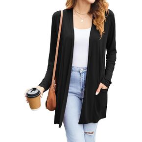Newchoice Womens Dressy Casual Lightweight Cardigans with Pockets Loose Long Sleeve Open Front Cardigan (S-3XL)