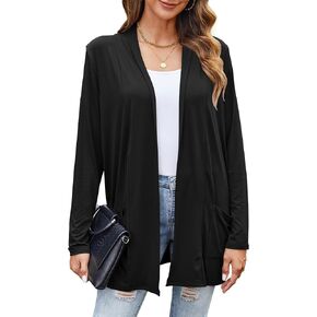 Bluetime Women Casual Lightweight Open Front Cardigans Long Sleeve Cardigans Dusters with Pockets