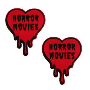 I Love Horror Movies Heart Halloween Embroidered Iron On Patches