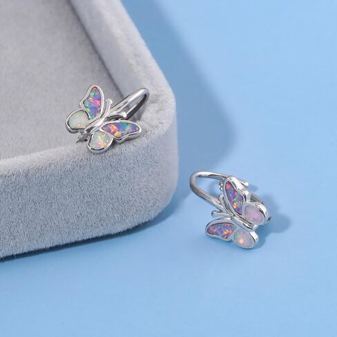 Opal Butterfly Earrings Gold Plated or Rose Gold Plated Leverback Earrings Cute Jewelry Huggie Hoop Earrings for Women Girls in Saudi Arabia