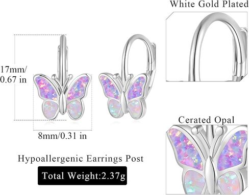 Opal Butterfly Earrings Gold Plated or Rose Gold Plated Leverback Earrings Cute Jewelry Huggie Hoop Earrings for Women Girls in Saudi Arabia