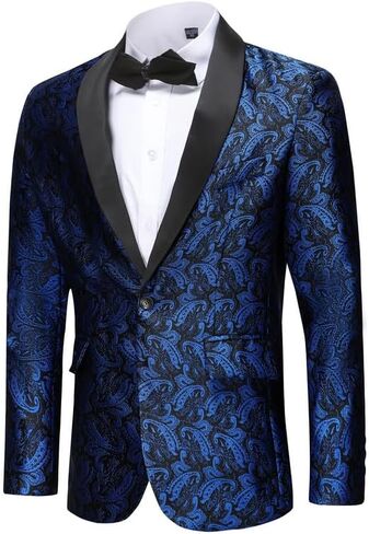 Mens Floral Tuxedo Jacket Paisley Slim Fit 1 Button Blazer Jacket Shawl Lapel Dinner Party Prom Dress Jackets in Saudi Arabia