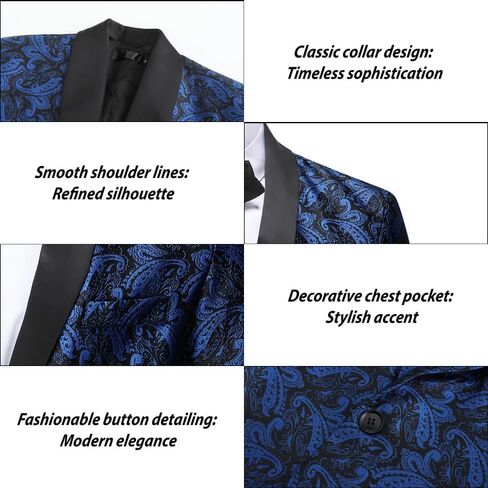 Mens Floral Tuxedo Jacket Paisley Slim Fit 1 Button Blazer Jacket Shawl Lapel Dinner Party Prom Dress Jackets in Saudi Arabia