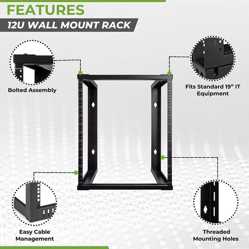 NavePoint 6U Wall Mount Rack - Server Rack for 19 Inch IT Equipment Open Frame Rack – Network Rack for AV & Server Equipment 16" Deep Rack, Black in Kuwait