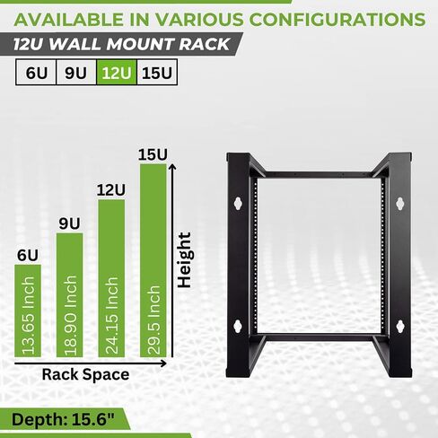 NavePoint 6U Wall Mount Rack - Server Rack for 19 Inch IT Equipment Open Frame Rack – Network Rack for AV & Server Equipment 16" Deep Rack, Black in Kuwait