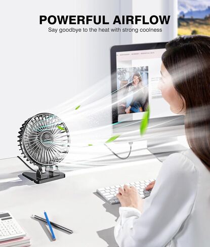 JZCreater USB Desk Fan, Mini Portable Fans, 3 Speeds Desktop Table Cooling Fan, Plug in Power, Rotation Strong Wind, Quiet Personal Small for Home Office Travel Bedroom, Black Blue in Saudi Arabia