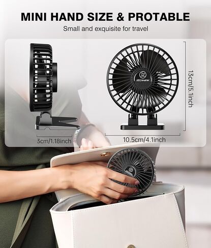 JZCreater USB Desk Fan, Mini Portable Fans, 3 Speeds Desktop Table Cooling Fan, Plug in Power, Rotation Strong Wind, Quiet Personal Small for Home Office Travel Bedroom, Black Blue in Saudi Arabia