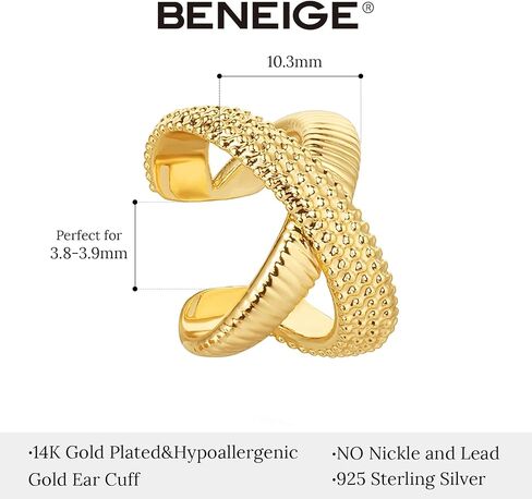 BENEIGE Women Gold Ear Cuff Earrings Non-Piercing Wrap Earrings 14K Gold Plated Ear Cuff Clips Huggie Ear Cuffs Set Everyday Jewelry for Women in Saudi Arabia
