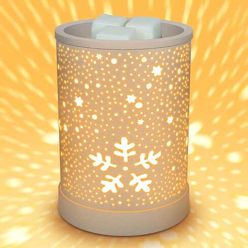 سخان ذوبان الشمع، سخان شمع أبيض على شكل ندفة الثلج، سخان شموع عطر كهربائي لزيت الشمع المعطر، موقد ذوبان الشمع المعدني لديكور المنزل وغرفة النوم وغرفة المعيشة والمكتب in Kuwait