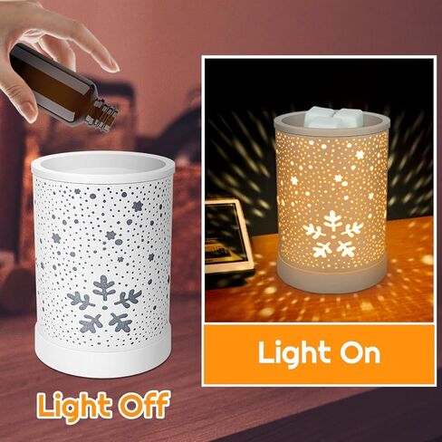 سخان ذوبان الشمع، سخان شمع أبيض على شكل ندفة الثلج، سخان شموع عطر كهربائي لزيت الشمع المعطر، موقد ذوبان الشمع المعدني لديكور المنزل وغرفة النوم وغرفة المعيشة والمكتب in Kuwait