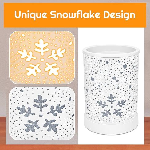 سخان ذوبان الشمع، سخان شمع أبيض على شكل ندفة الثلج، سخان شموع عطر كهربائي لزيت الشمع المعطر، موقد ذوبان الشمع المعدني لديكور المنزل وغرفة النوم وغرفة المعيشة والمكتب in Kuwait