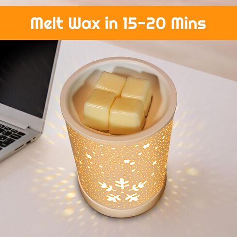 سخان ذوبان الشمع، سخان شمع أبيض على شكل ندفة الثلج، سخان شموع عطر كهربائي لزيت الشمع المعطر، موقد ذوبان الشمع المعدني لديكور المنزل وغرفة النوم وغرفة المعيشة والمكتب in Kuwait