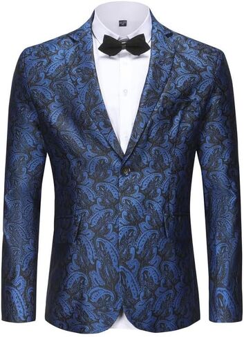 Mens Floral Tuxedo Jacket Paisley Slim Fit 1 Button Blazer Jacket Shawl Lapel Dinner Party Prom Dress Jackets in Saudi Arabia