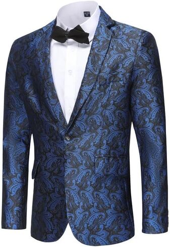 Mens Floral Tuxedo Jacket Paisley Slim Fit 1 Button Blazer Jacket Shawl Lapel Dinner Party Prom Dress Jackets in Saudi Arabia