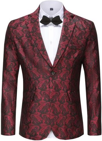 Mens Floral Tuxedo Jacket Paisley Slim Fit 1 Button Blazer Jacket Shawl Lapel Dinner Party Prom Dress Jackets in Saudi Arabia
