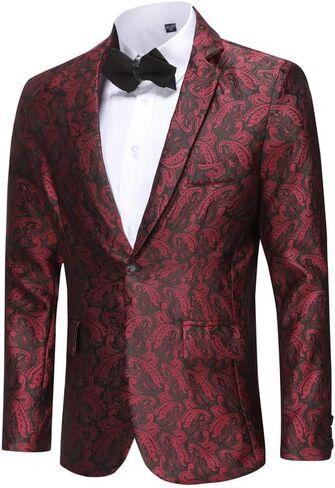 Mens Floral Tuxedo Jacket Paisley Slim Fit 1 Button Blazer Jacket Shawl Lapel Dinner Party Prom Dress Jackets in Saudi Arabia