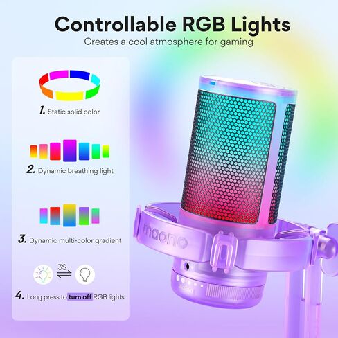 MAONO USB Gaming Microphone for PC, Noise Cancellation Condenser Mic with RGB Lights, Mute, Gain for Streaming, Recording, Podcast, Chat, Twitch, YouTube, Discord, Computer, PS5, PS4, GamerWave in Saudi Arabia
