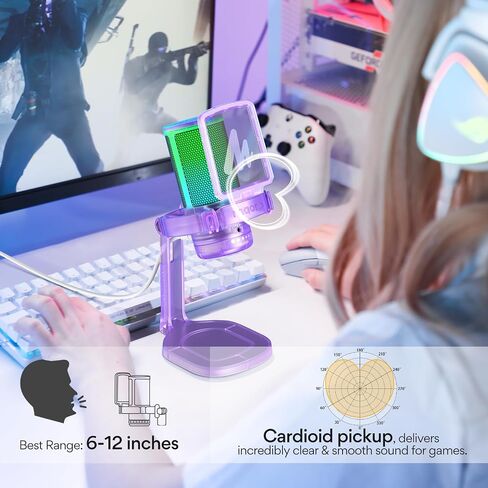 MAONO USB Gaming Microphone for PC, Noise Cancellation Condenser Mic with RGB Lights, Mute, Gain for Streaming, Recording, Podcast, Chat, Twitch, YouTube, Discord, Computer, PS5, PS4, GamerWave in Saudi Arabia