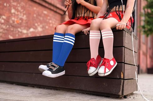 جوارب كرة القدم للأطفال من Benefeet Sox جوارب طويلة للركبة للأطفال الصغار ناعمة للفتيات والأولاد ثلاثة خطوط جوارب قطنية للشباب لكرة القدم in Saudi Arabia