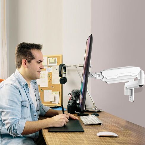 MOUNT PRO Single Monitor Wall Mount for 13 to 32 Inch Computer Screens, Height Adjustable Wall Mount Monitor Arm Holds Up to 19.8lbs, Full Motion Wall Bracket, VESA Mount 75x75, 100x100, Black in Kuwait