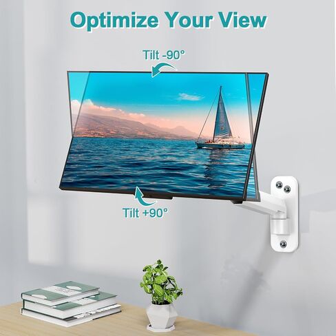 MOUNT PRO Single Monitor Wall Mount for 13 to 32 Inch Computer Screens, Height Adjustable Wall Mount Monitor Arm Holds Up to 19.8lbs, Full Motion Wall Bracket, VESA Mount 75x75, 100x100, Black in Kuwait
