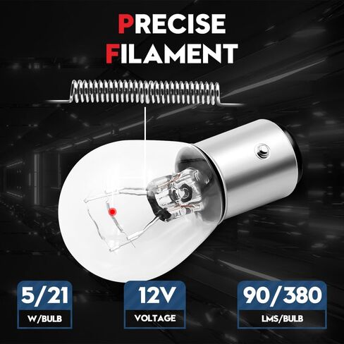 VEHICODE 7528 P21/5W 1157 لمبة الفرامل الذيل بدوره إشارة الضوء 12V 2057 2357 LL BAY15D هالوجين قاعدة مزدوجة ساطع واضح 4300K ​​أبيض عكس DRL استبدال مصباح مقطورة 198 1016 1034 2397 (20 حزمة) in Kuwait