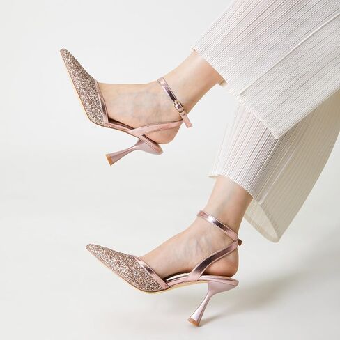 Trary Heels for Women Slingback Pointed Toe Stiletto Heels Ankle Strap Heeled Sandals Comfortable Women's Pumps 3.35" Heel Work Party Wedding Dress Shoes in Saudi Arabia