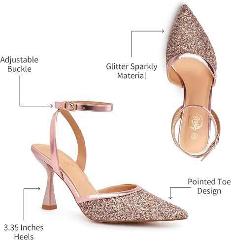 Trary Heels for Women Slingback Pointed Toe Stiletto Heels Ankle Strap Heeled Sandals Comfortable Women's Pumps 3.35" Heel Work Party Wedding Dress Shoes in Saudi Arabia