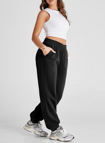 Herseas Women's V Crossover Waist Sweatpants Baggy Y2K Jogger Pants Wide Leg Fleeced Lounge Pants in Saudi Arabia