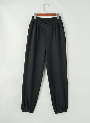 Herseas Women's V Crossover Waist Sweatpants Baggy Y2K Jogger Pants Wide Leg Fleeced Lounge Pants in Saudi Arabia