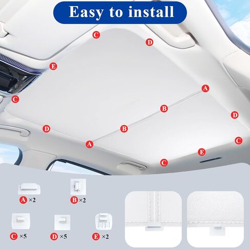 Tesla Model Y Sunshade Roof, 2-in-1 Roof Sunshade for Tesla Model Y 2020-2024, Heat Blocking Cover for Top Window Sun Protection, Foldable Model Y Roof Sunroof, Precision Fit, No Sagging in Saudi Arabia