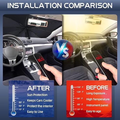 [ترقية 2024] مظلة YLCVBUD للزجاج الأمامي للسيارة - غطاء زجاج أمامي قابل للطي من الأشعة فوق البنفسجية وواقي من الشمس يحمي الجزء الداخلي (57 بوصة طول × 31 بوصة عرض) in Kuwait