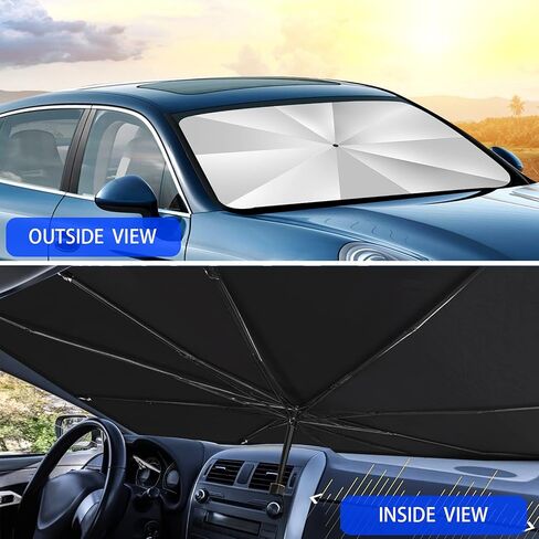 [ترقية 2024] مظلة YLCVBUD للزجاج الأمامي للسيارة - غطاء زجاج أمامي قابل للطي من الأشعة فوق البنفسجية وواقي من الشمس يحمي الجزء الداخلي (57 بوصة طول × 31 بوصة عرض) in Kuwait