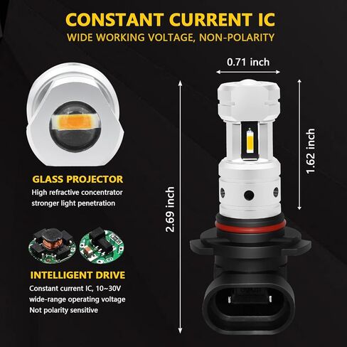 PHINLION 9006 HB4 مصباح الضباب LED الأصفر أو DRL، 3800 لومن فائق السطوع CSP رقائق 9006 استبدال مصابيح الضباب لشاحنة السيارة، 3000K أصفر ذهبي in Kuwait