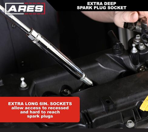 ARES 11028 - Extra Deep 5/8-Inch Spark Plug Socket – 3/8-Inch Drive Spark Plug Socket – 6-Inch Long 6-Point Socket for Superior Reach and Coverage in Saudi Arabia