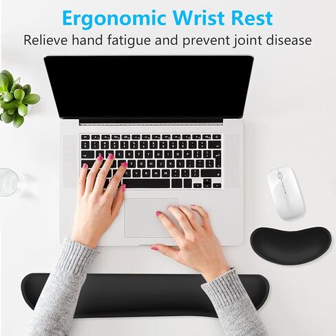 Dapesuom Enlarge Keyboard Wrist Rest, Cute Memory Foam Keyboard Wrist Cushion for Computer Desk Mats Support, Typing Pain Relief Ergonomic Mouse Pad Rests with Non-Slip Base for Gaming, Laptop, Pink in Kuwait