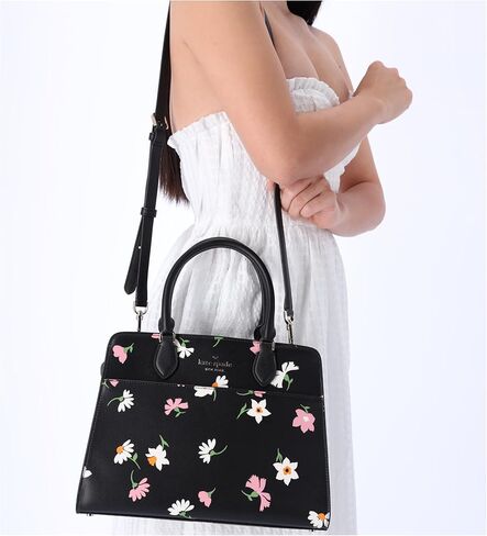 Kate Spade New York Madison Floral Waltz Medium Satchel Black Multi in Kuwait