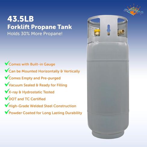 Flame King 43.5LB Steel Forklift Propane Tank with Gauge, DOT and TC Compliant, Rugged-Designed, Larger than Standard Forklift Tanks in Saudi Arabia